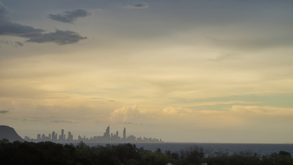 Surfers Paradise. City view, Sunset,  Gold Coast Queensland Australia.