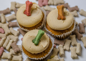 Dog Treat Baked Cup Cakes Bones Frosting