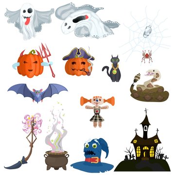 selection of animals monsters halloween elements