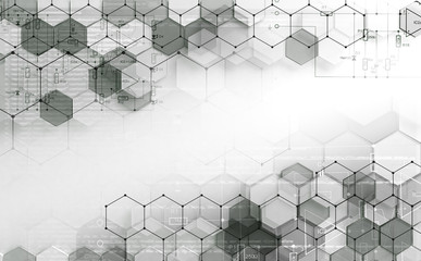 Abstract hexagon and data  background.3d illustration related to Technology and science 