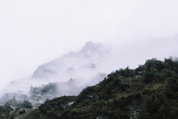 Berggipfel im Nebel