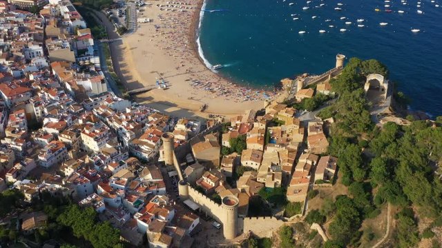 Castell de Tossa de Mar Tossa de mar. Spain Catalonia. Costa brava. Aerial 4K video footage