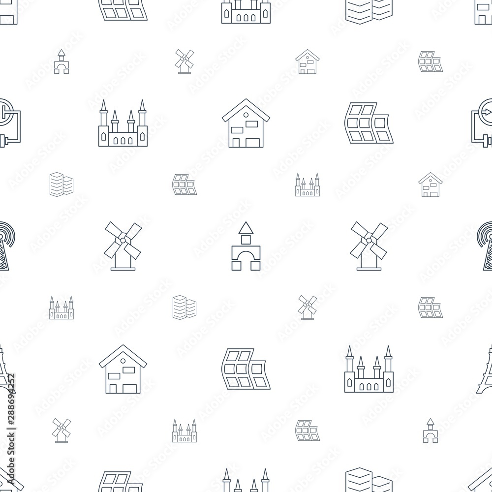 Poster tower icons pattern seamless white background