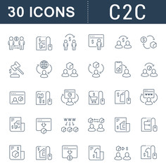 Set Vector Line Icons of C2C
