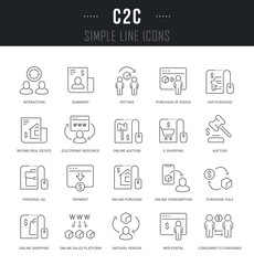 Set Vector Line Icons of C2C