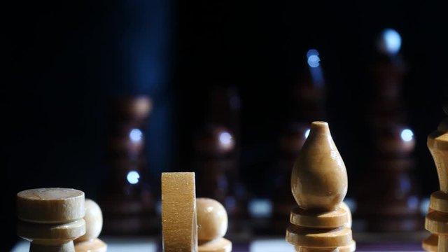 Macro traveling shot of chessman pieces