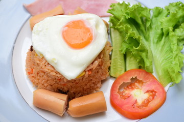 American style breakfast set, fried rice