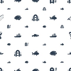 fishing icons pattern seamless white background