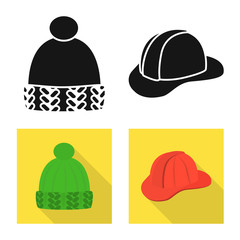 Vector design of clothing and cap icon. Collection of clothing and beret vector icon for stock.