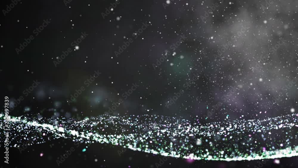 Leinwandbilder sci fi digital wave dot particle motion background. beautiful landscape floating defocus animation g