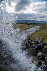 Gluggafoss (also called Merkjárfoss) Inside waterfall Iceland