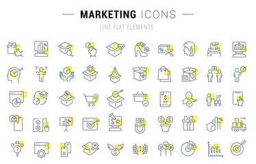 Set Vector Line Icons of Marketing