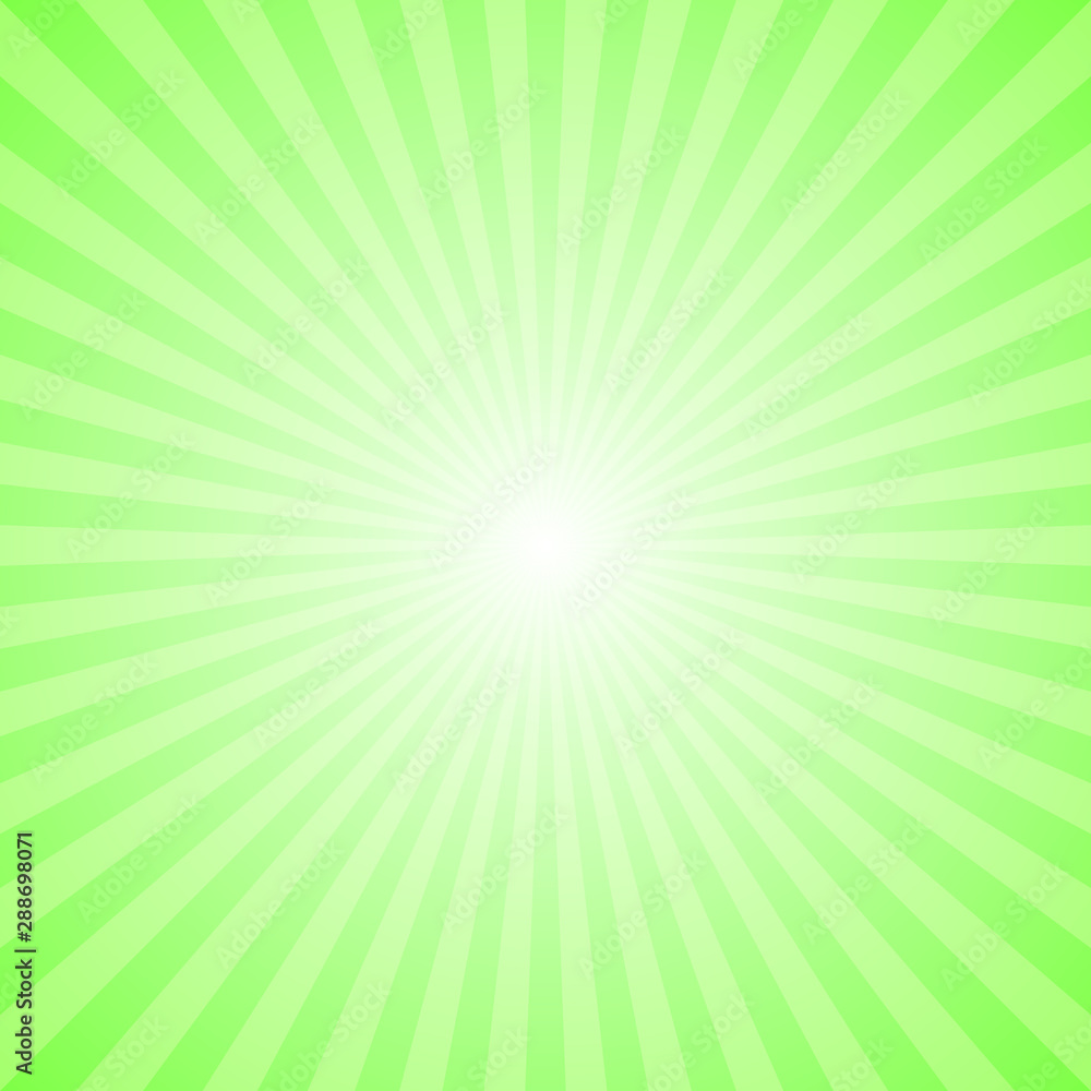 Poster light green abstract dynamic starburst background - gradient vector design with radial striped rays