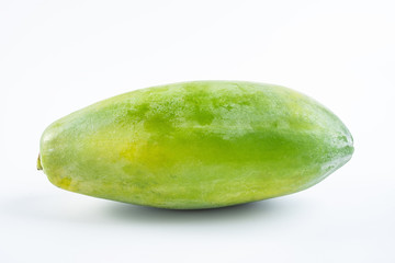 Fresh fruit green papaya on white background