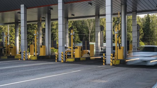 exit of cars from paid Parking at the airport, time lapse
