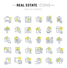 Fototapeta na wymiar Set Vector Line Icons of Real Estate
