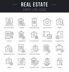 Set Vector Line Icons of Real Estate