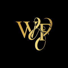 W & F WF logo initial vector mark. Initial letter K & M KM luxury art vector mark logo, gold color on black background.