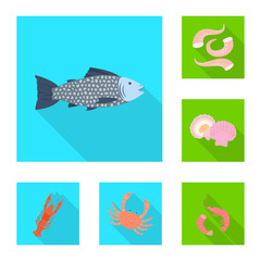 Vector design of product and ocean symbol. Set of product and restaurant stock vector illustration.