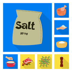 Vector design of raw and kitchen sign. Collection of raw and sea stock vector illustration.