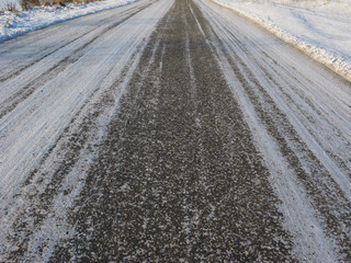 Snowy asphalt road