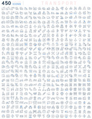 Set Vector Line Icons of Transport