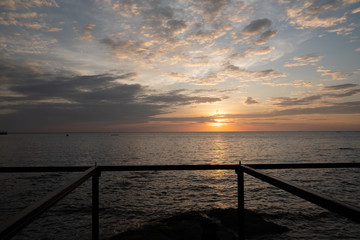Fototapeta na wymiar Seascape with sunset at bangsan chonburi 