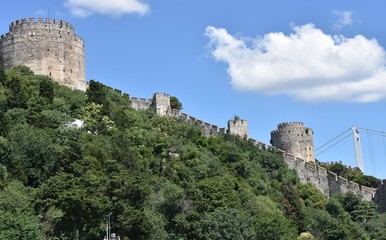 Obraz premium Rumeli Hisari from the South, Diagonal Hillside Battlements, Turkey