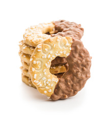 Sweet biscuits rings. Cookies with chocolate.