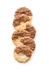 Sweet biscuits rings. Cookies with chocolate.