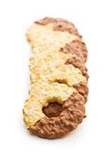 Sweet biscuits rings. Cookies with chocolate.