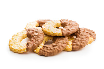 Sweet biscuits rings. Cookies with chocolate.