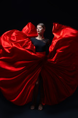 wide red skirt