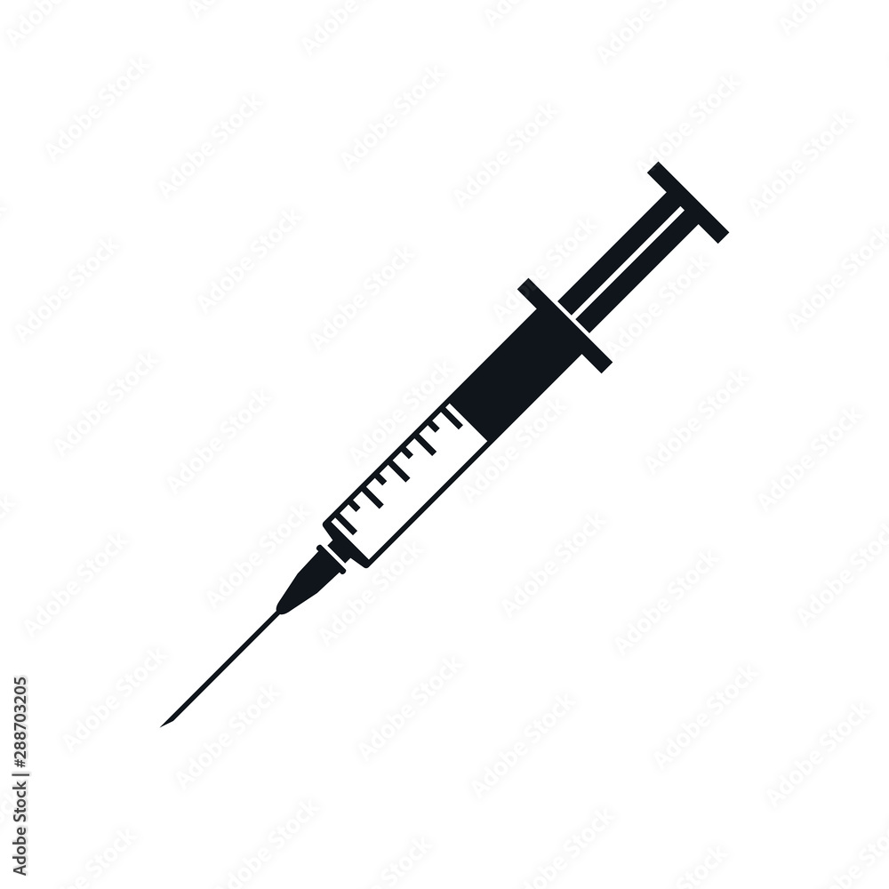 Wall mural syringe graphic icon. syringe for injection sign isolated on white background. vector illustration