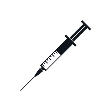 Syringe graphic icon. Syringe for injection sign isolated on white background. Vector illustration