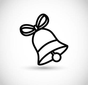 Bell with a bow vector thin line style icon