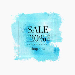 Sale 20% off sign over abstract paint texture background vector. Creative design for shop labels or banners.