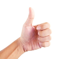 hands showing thumb up.isolated on white background.