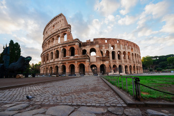 Naklejka na ściany i meble Colosseum at sunset in Rome, Italy