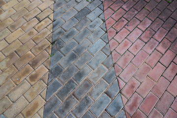 Colorful brick paving retro background top view