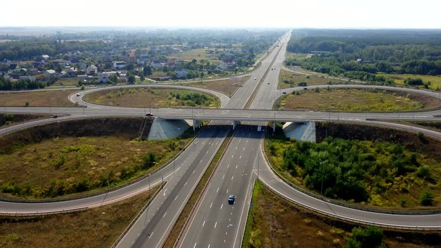 Large car interchange, aerial shot. Route Kiev Zhytomyr
