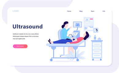 Ultrasound examination. Doctor in clinic using medical equipment