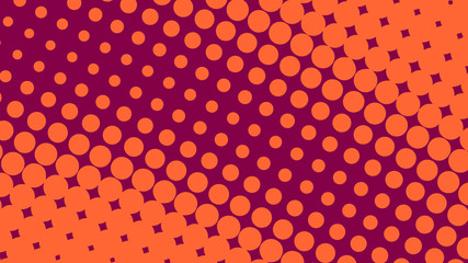 Orange and crimson modern pop art background with halftone dots design, vector illustration