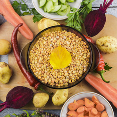 Top view vegetables ingredients