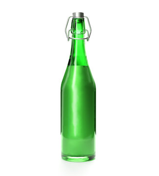 Glass bottle isolated with reflection. 3d render