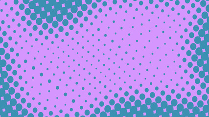 Blue and violet retro pop art background with halftone dots