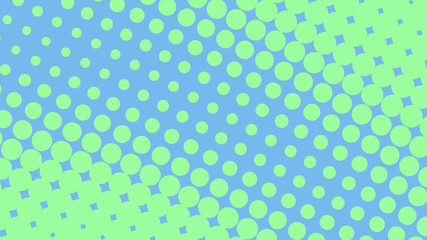 Turquoise and blue pop art background in retro comic style with halftone dots design isolated