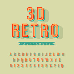 Fototapeta na wymiar Vector colorful of retro bold font and alphabet - Linear letters and numbers vintage vector