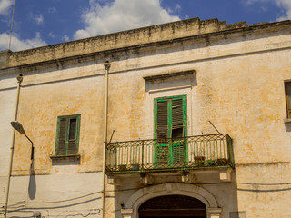 Picturesque balcony in Ginosa, Apulia, south Italy