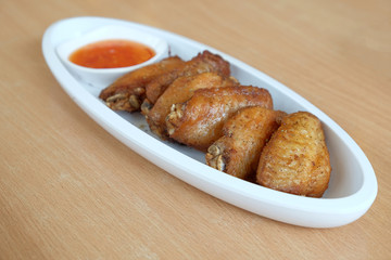fried chicken with sauce on plate